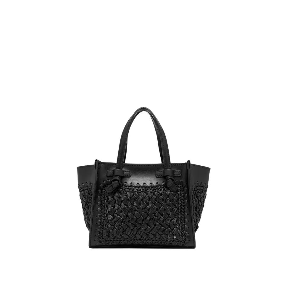 Gianni Chiarini Shoppers & Totes Marcella Raffia And Leather Crochet Handbag in zwart