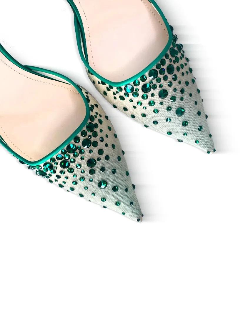 Thumbnail - Rodo Sandalen - Assia 80 Emerald Strass Satin - Gr. 36 (EU) - in Beige - für Damen
