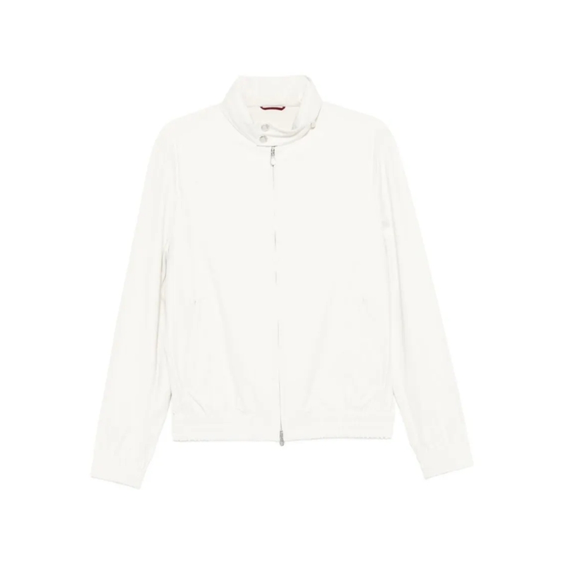 Brunello Cucinelli  High Collar Lightweight Jacket With Design White