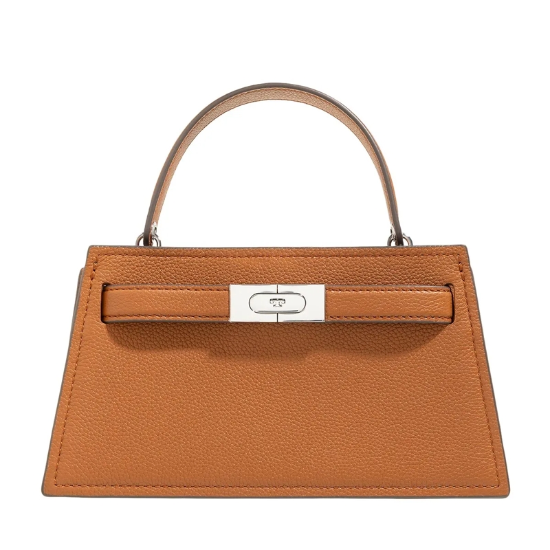 Tory Burch Tote Petite Lee Radziwill Pebbled Bag Bourbon