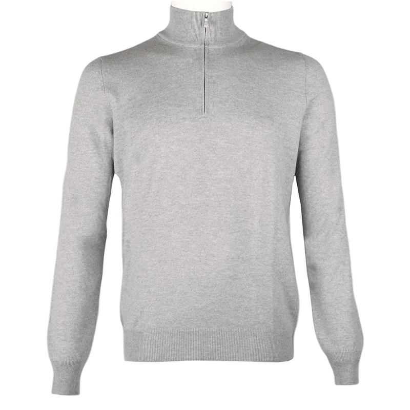 Gran Sasso Pullover Half zip trui lichtgrijs grau