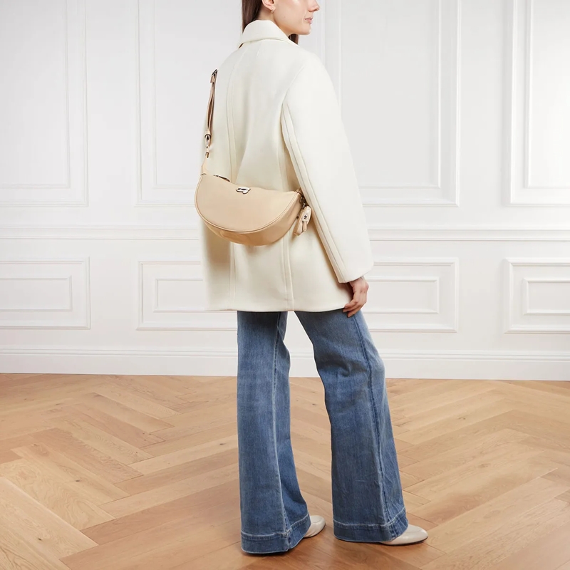 Karl Lagerfeld Crossbody Bag Ikon Nylon Sm Half Moon Sb Trench Beige(Image 2)