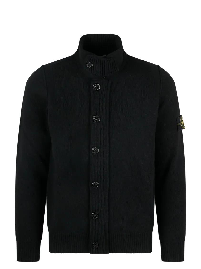 Stone Island - Lambswool Zip Knit Cardigan - Größe S - schwarz