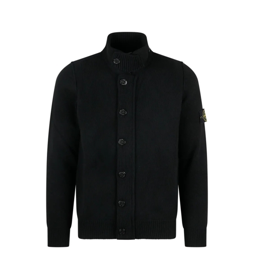 Stone Island Lambswool Zip Knit Cardigan Black Strickjacke