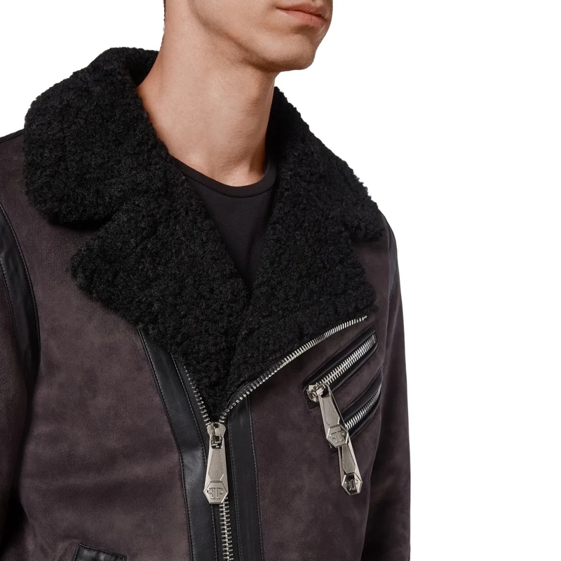 Philipp Plein Daunenjacke Biker-Jacke Iconic Plein schwarz(Image 4)