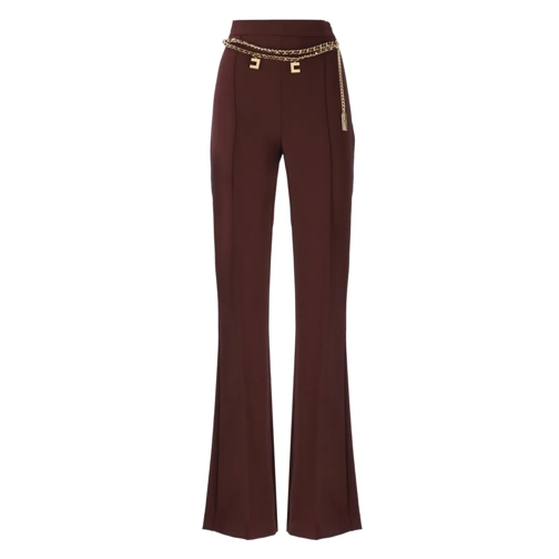 Elisabetta Franchi Bordeaux Flared Pants Burgundy 