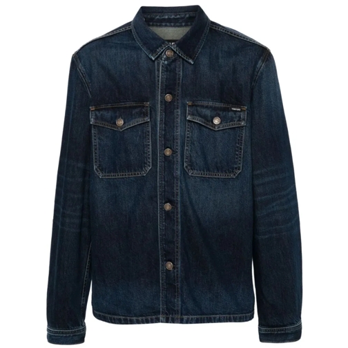 Tom Ford Navy Blue Chest-Pockets Denim Jacket Blue Jeansjassen