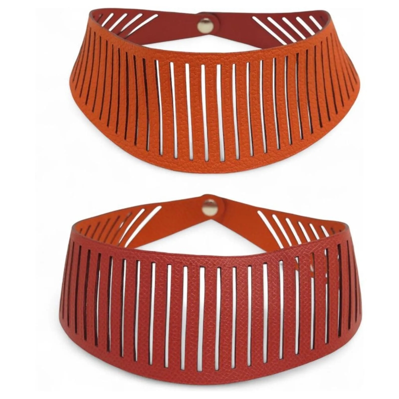 Hermès Mittellange Halskette NEUE HERMES KLEINE H DURCHBROCHENE ROT ORANGE LEDE orange