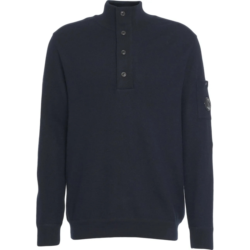 CP Company  Knit sweater with logo patch blau