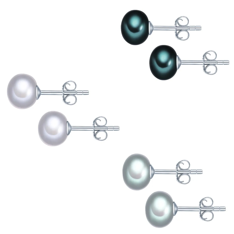 Valero Pearls Ohrstecker Sterling Silber Perlen-Ohrstecker Süßwasser-Zuchtp grau(Image 3)