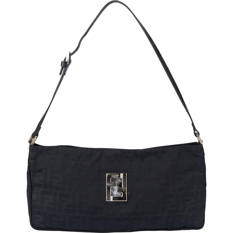 Fendi Schultertasche Fendi FF Monogram Zucca Shoulder Bag schwarz