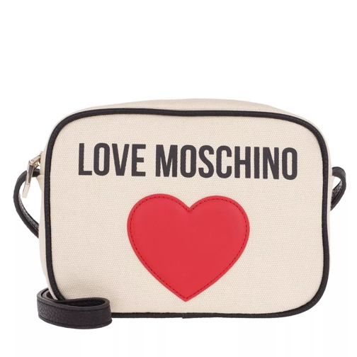 Love Moschino Canvas Avorio Body Bag Nero Crossbody Bag