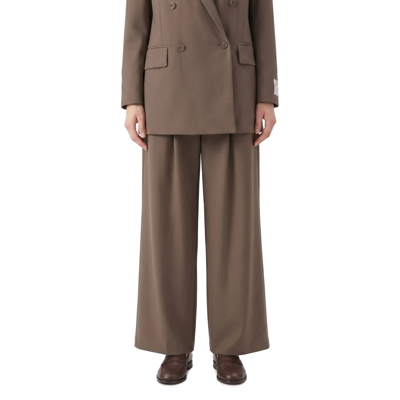 MM6 Maison Margiela Freizeithose Weite Hose mit Bundfalten braun(Image 2)