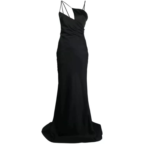 The Attico Melva Satin Long Dress Black 
