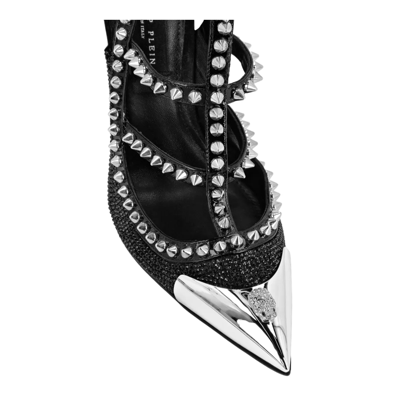 Philipp Plein Riemchensandalen Sandaletten Skull Mit Schmucksteinen schwarz(Image 4)