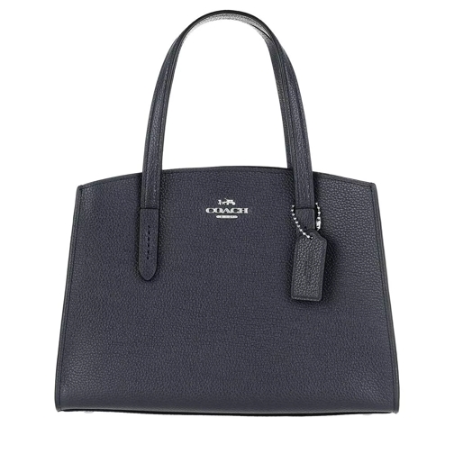 Coach Polished Pebble Leather Charlie Tote Midnight Navy Sporta