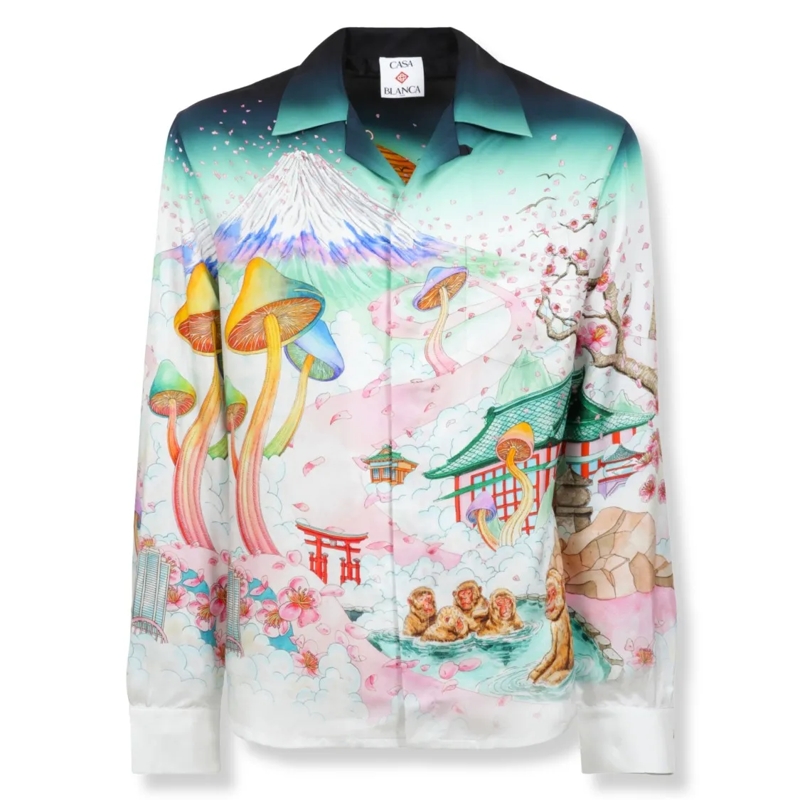 Casablanca Hemd Floral Silk Twill Shirt White