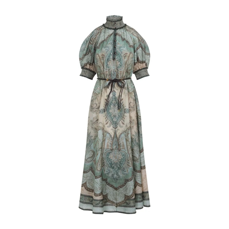 Zimmermann Maxikleid Multicolour Maxi Dress With High Neckline Multicolor