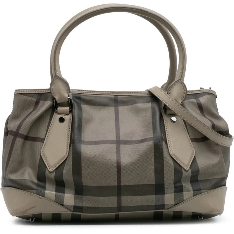 Burberry Schultertasche Smoke Check Coated Canvas Heathcliff Satchel braun