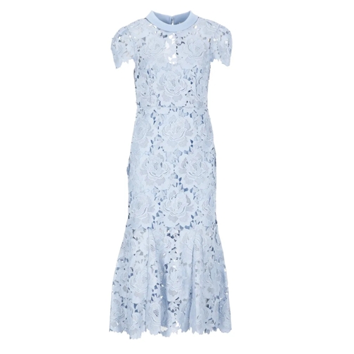 Self Portrait Midi-Kleider Light Blue Flower Lace Dress Blue