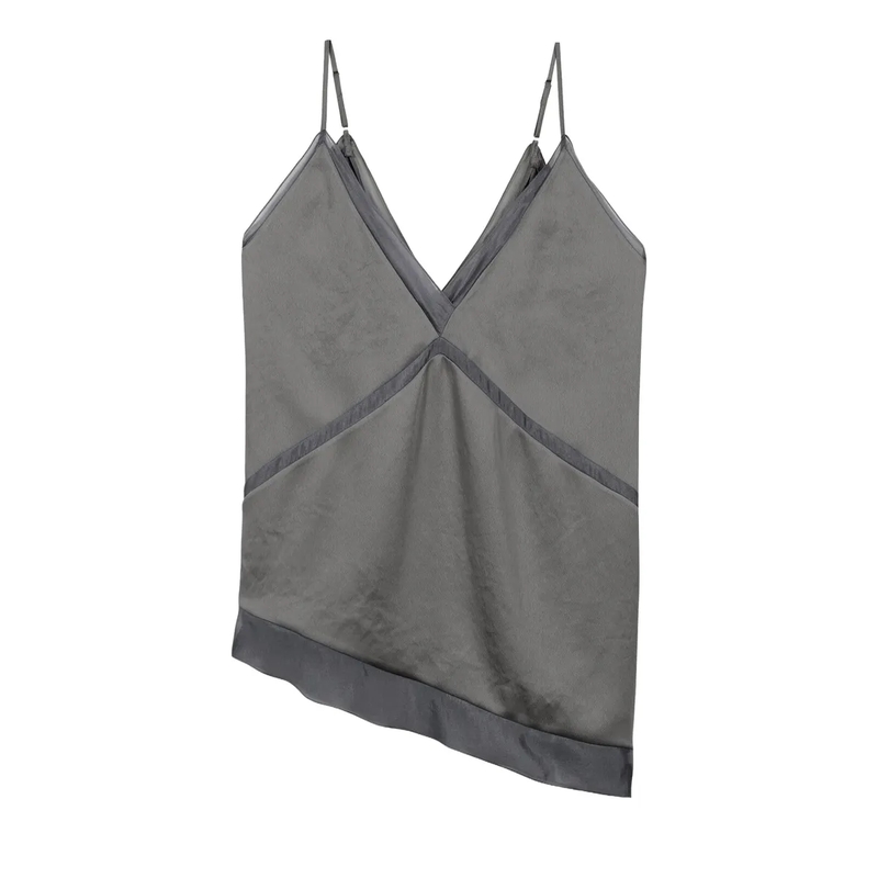 Luisa Cerano Hemdje Satin-Organza-Top heather grey