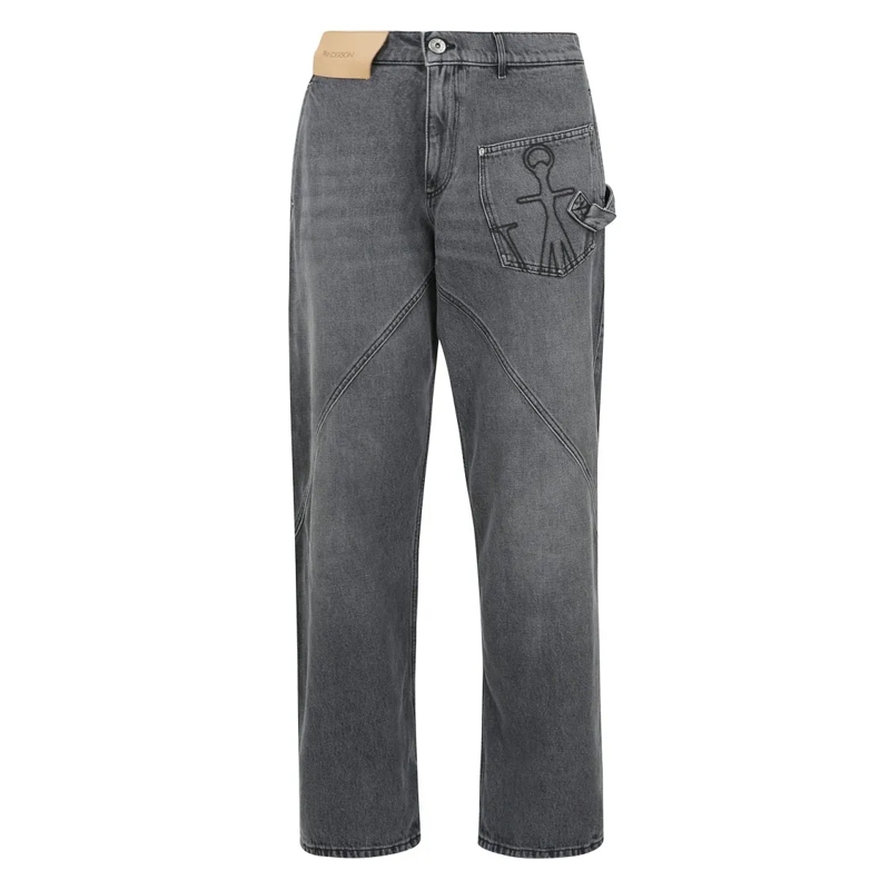 J.W.Anderson Jeans Stone-Washed Grey Wide-Leg Jeans Grey