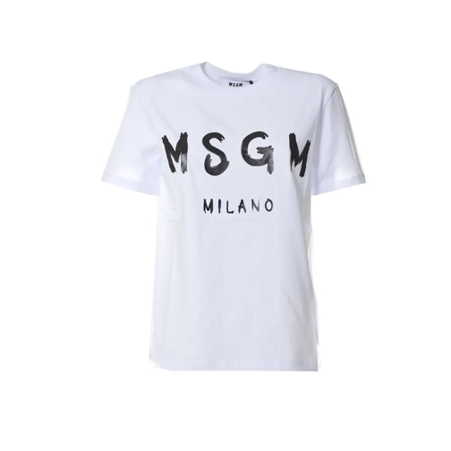 MSGM T-Shirts Logo Print T-Shirt weiß