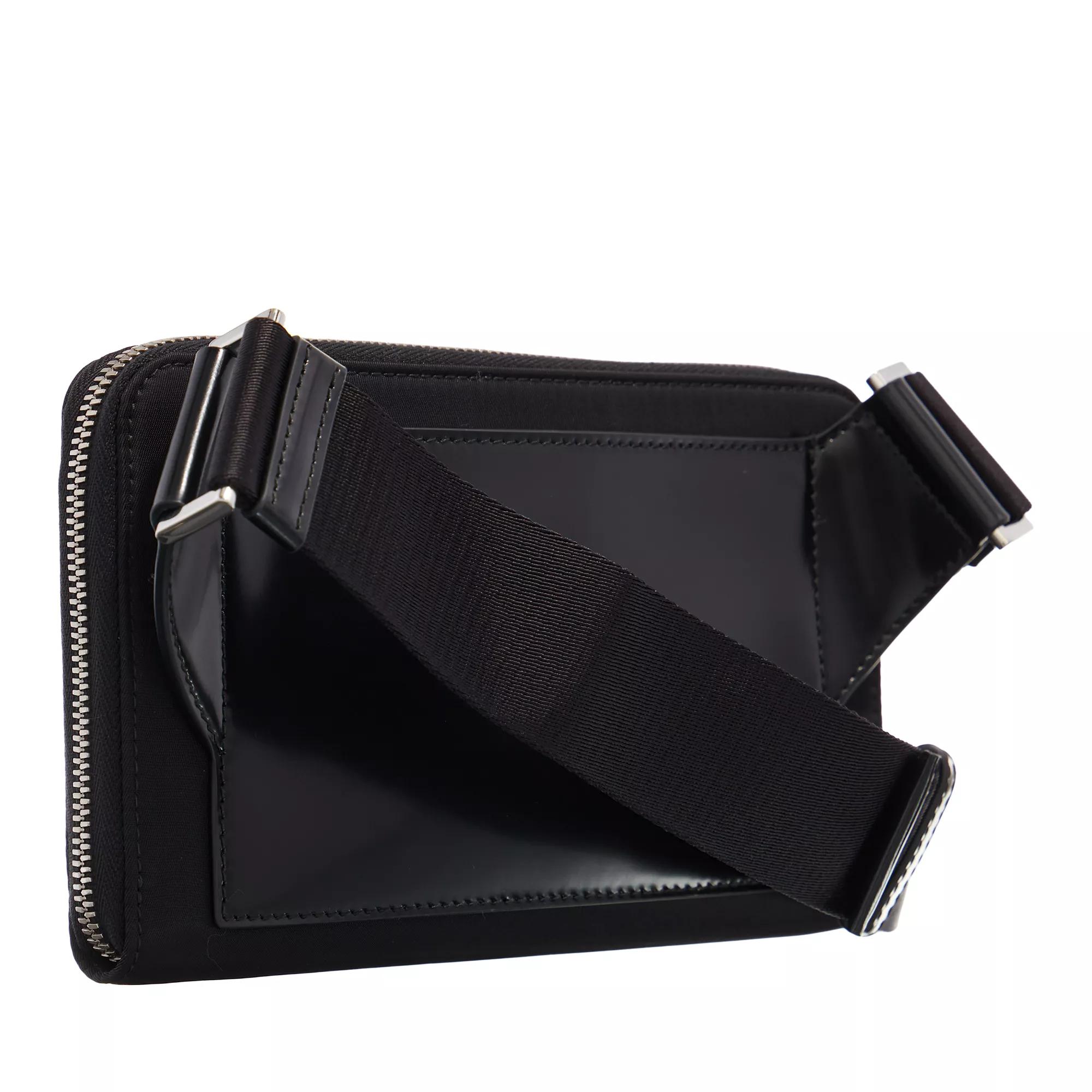 Prada Crossbody bags Re-nylon Leather Shoulder Strap in zwart