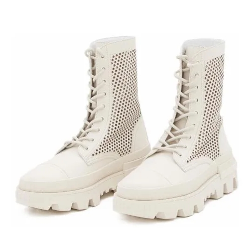 Moncler Carinne Leather Boots White Schnürstiefel