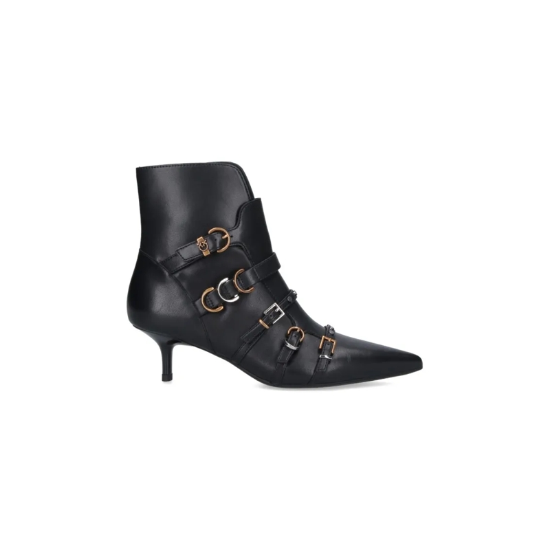 Pinko Bottes Buckle Ankle Boots – Black Black