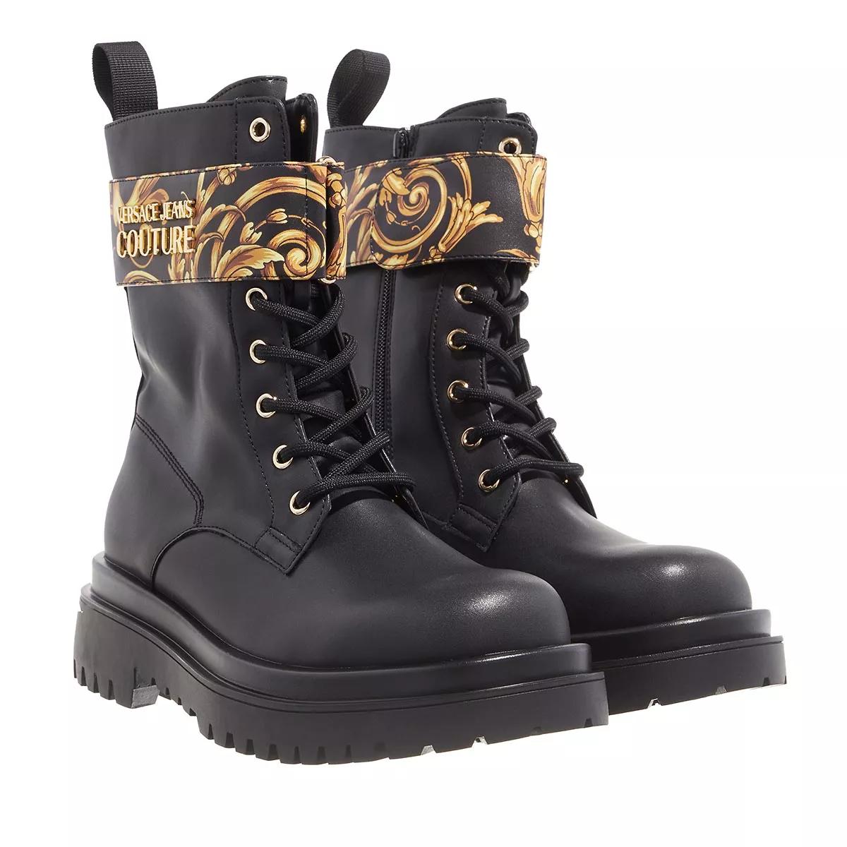 Versace Jeans Couture Boots Black + Gold | Lace up Boots