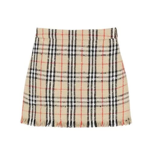 Burberry Tartan Wool Mini Skirt Neutrals Mini jupes