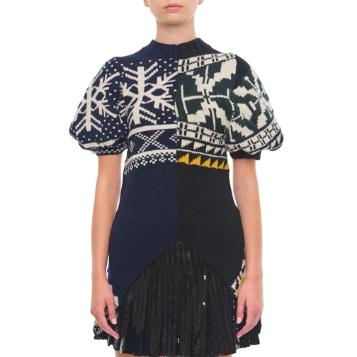 Sacai Trui Long Pattern Knitwear Black