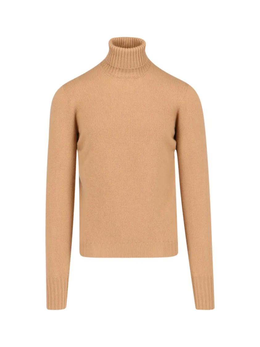 Thumbnail - Drumohr - Turtleneck Sweater In Brown Cashmere Ribbed Trim - Größe 52 - braun