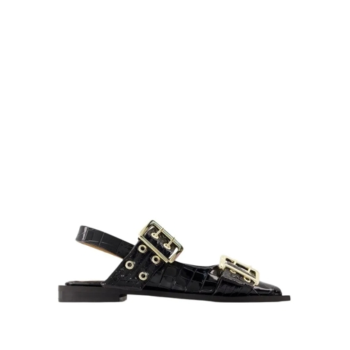 GANNI Feminine Buckle Ballerinas - Synthetic Leather - B Black Pantofola ballerina