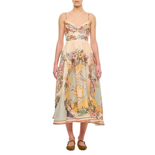 Zimmermann Midi-Kleider Tallow Tucked Bodice Dress Multicolor