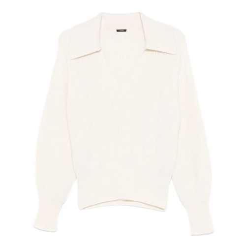 Joseph Pullover Open Neck Sweater White