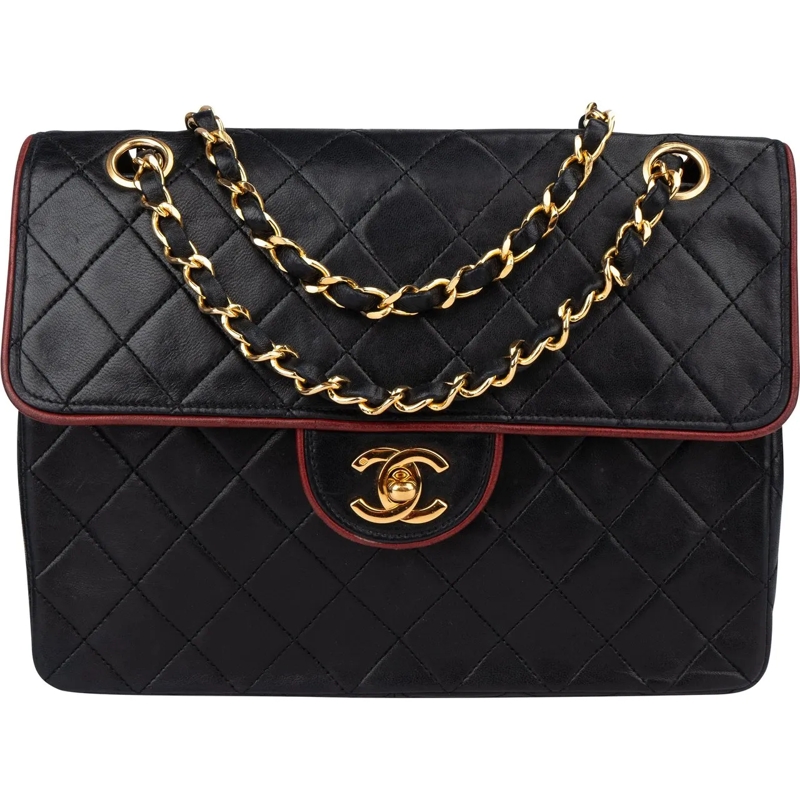 Chanel Sac à bandoulière Chanel Quilted Lambskin 24K Gold Single Flap Cross schwarz