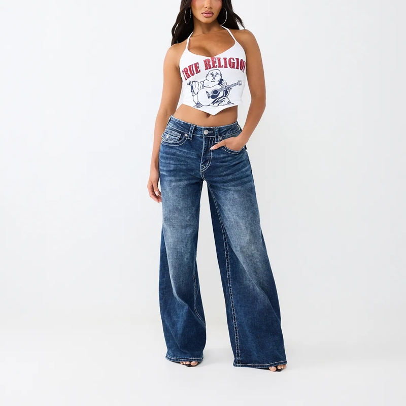 True Religion Jeans - Baggy Jeans- Lockere Passform- Dunkle Waschung blau(Image 3)