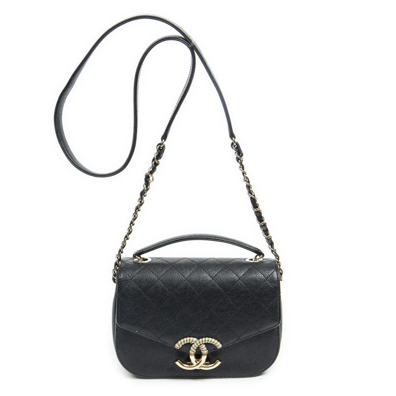 Chanel Crossbody Bag Small CC Cuba Top Handle schwarz