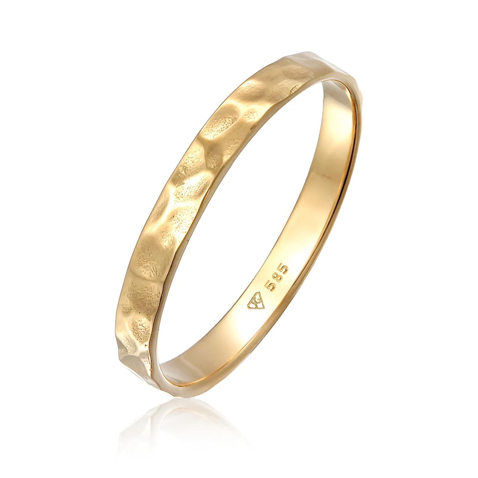 Elli Ringe - Ring Bandring Freundschaftsring Ehering 585er Gelb - Gr. 52 MM - in Gold - für Damen