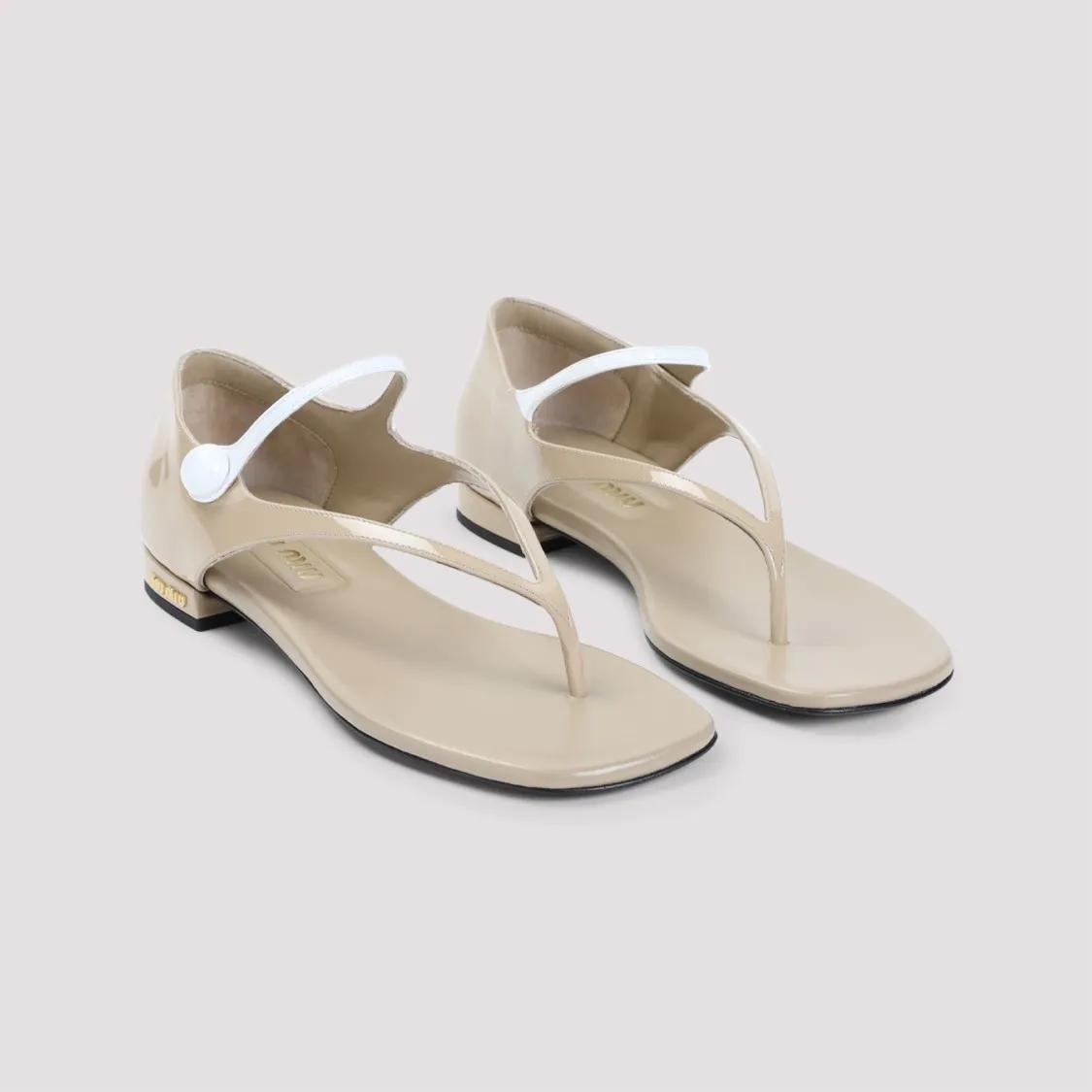 Thumbnail - Miu Miu Sandalen - Calf Leather Sandals - Gr. 36 (EU) - in Beige - für Damen