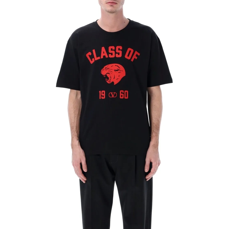 Valentino Garavani T-Shirt Panther Print T-Shirt Black