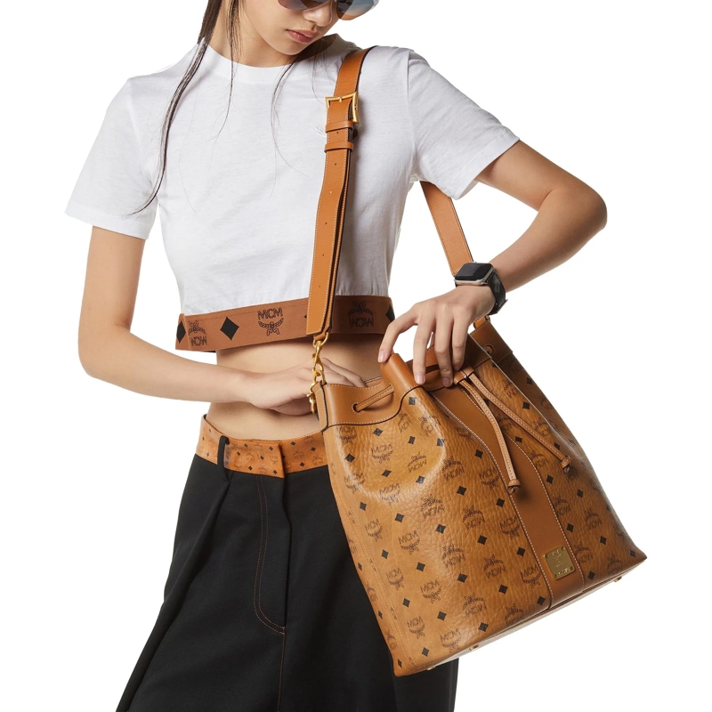 MCM Sac reporter Dessau Vi Drawstring Lrg Co Cognac(Image 3)