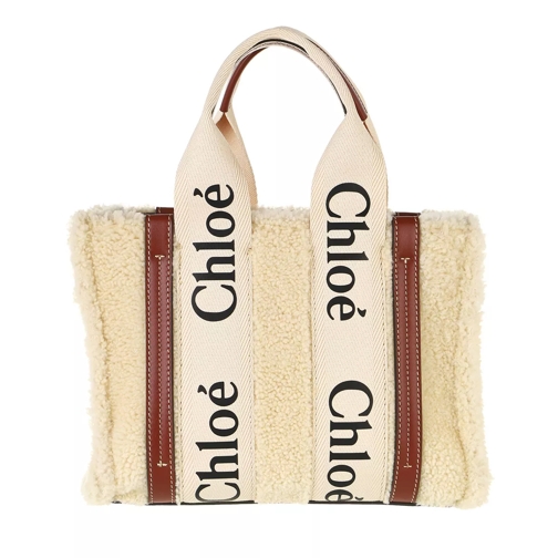 Chloé Small Woody Tote Bag Beige Rymlig shoppingväska