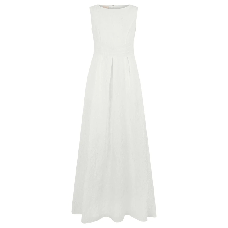 Apart Abendkleid Langes Jacquardkleid creme