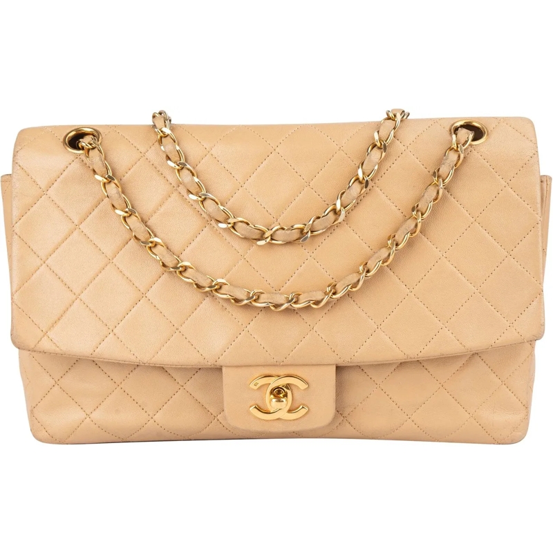 Chanel Tote Chanel Quilted Lambskin 24K Gold Single Flap Cross beige