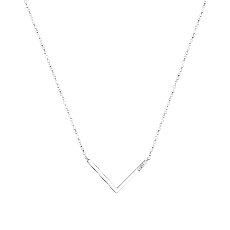 Elli Mittellange Halskette Halskette V-Kette Geo Diamant (0.045 ct.) 925 Silb weiss(Image 2)
