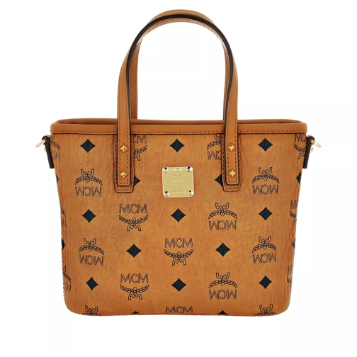 MCM Anya Top Zip Shopper Mini Cognac Crossbody Bag