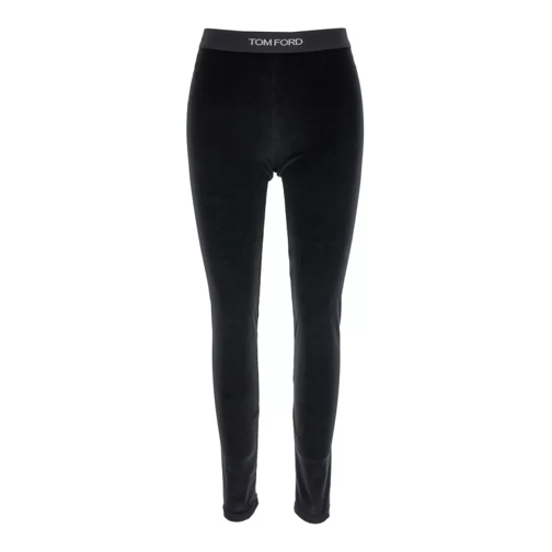 Tom Ford Stretch Lustrous Velour Signature Leggings Black 